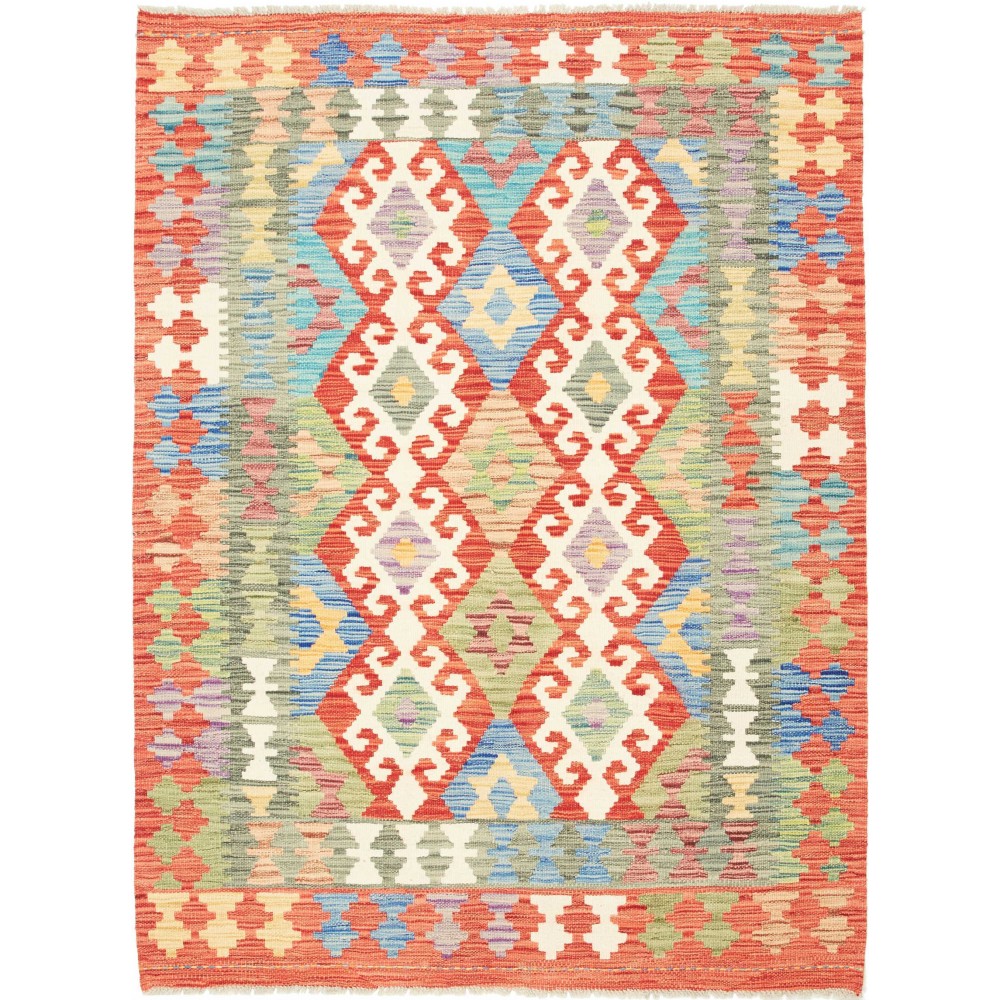 Tappeto Kilim Afghanistan marrone azzurro 129x171 Tappeto Kilim Afghanistan marrone azzurro 129x171