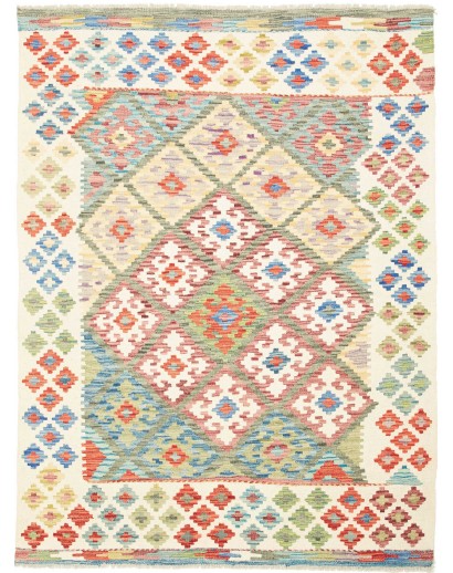 Tappeto Kilim Afghanistan bianco marrone 132x178
