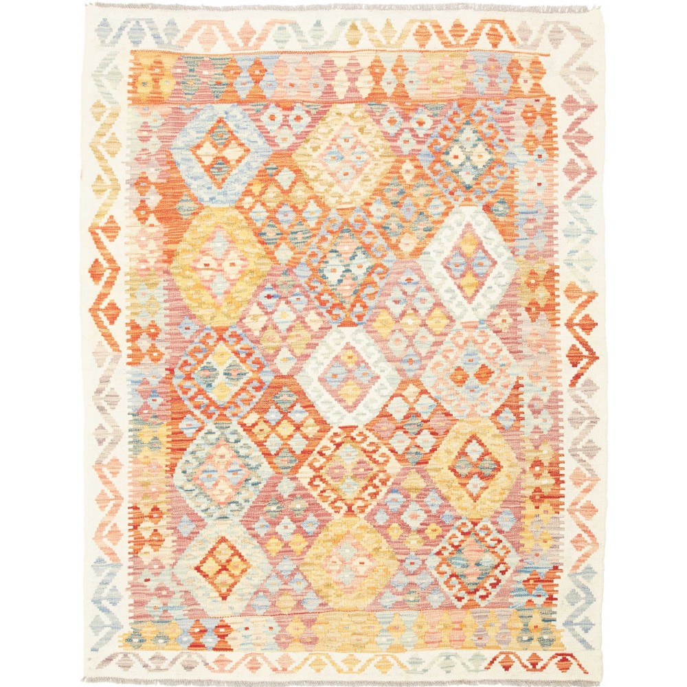 Tappeto Kilim Afghanistan giallo arancione 135x173 Tappeto Kilim Afghanistan giallo arancione 135x173