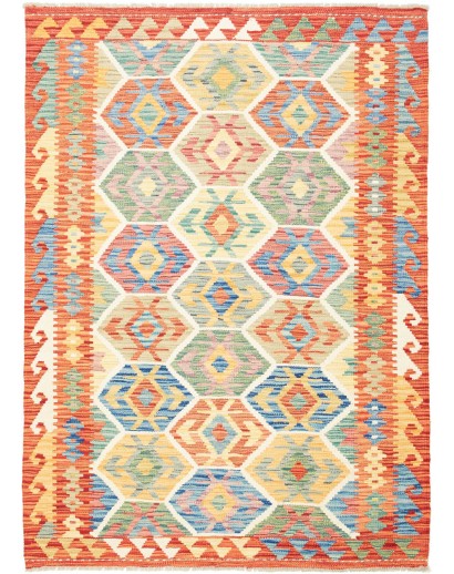 Tappeto Kilim Afghanistan marrone rosso 128x176