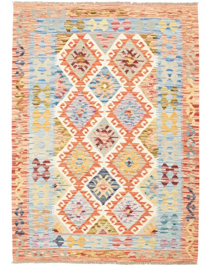 Tappeto Kilim Afghanistan bianco arancione 129x177