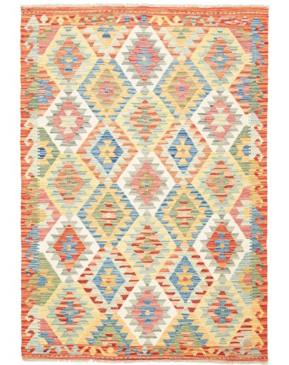 Tappeto Kilim Afghanistan giallo arancione 128x186