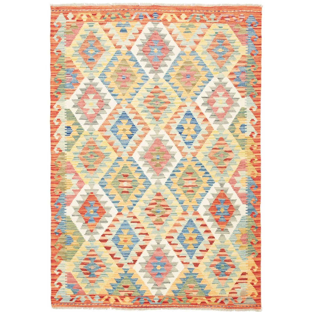 Tappeto Kilim Afghanistan giallo arancione 128x186 Tappeto Kilim Afghanistan giallo arancione 128x186