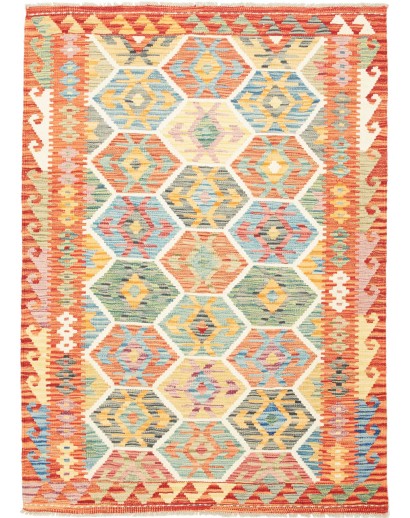 Tappeto Kilim Afghanistan marrone rosso 126x176