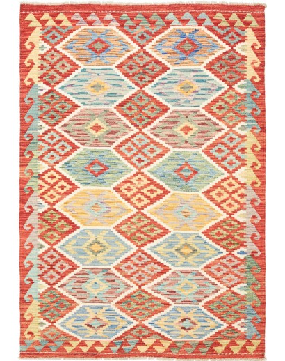Tappeto Kilim Afghanistan marrone rosso 125x182