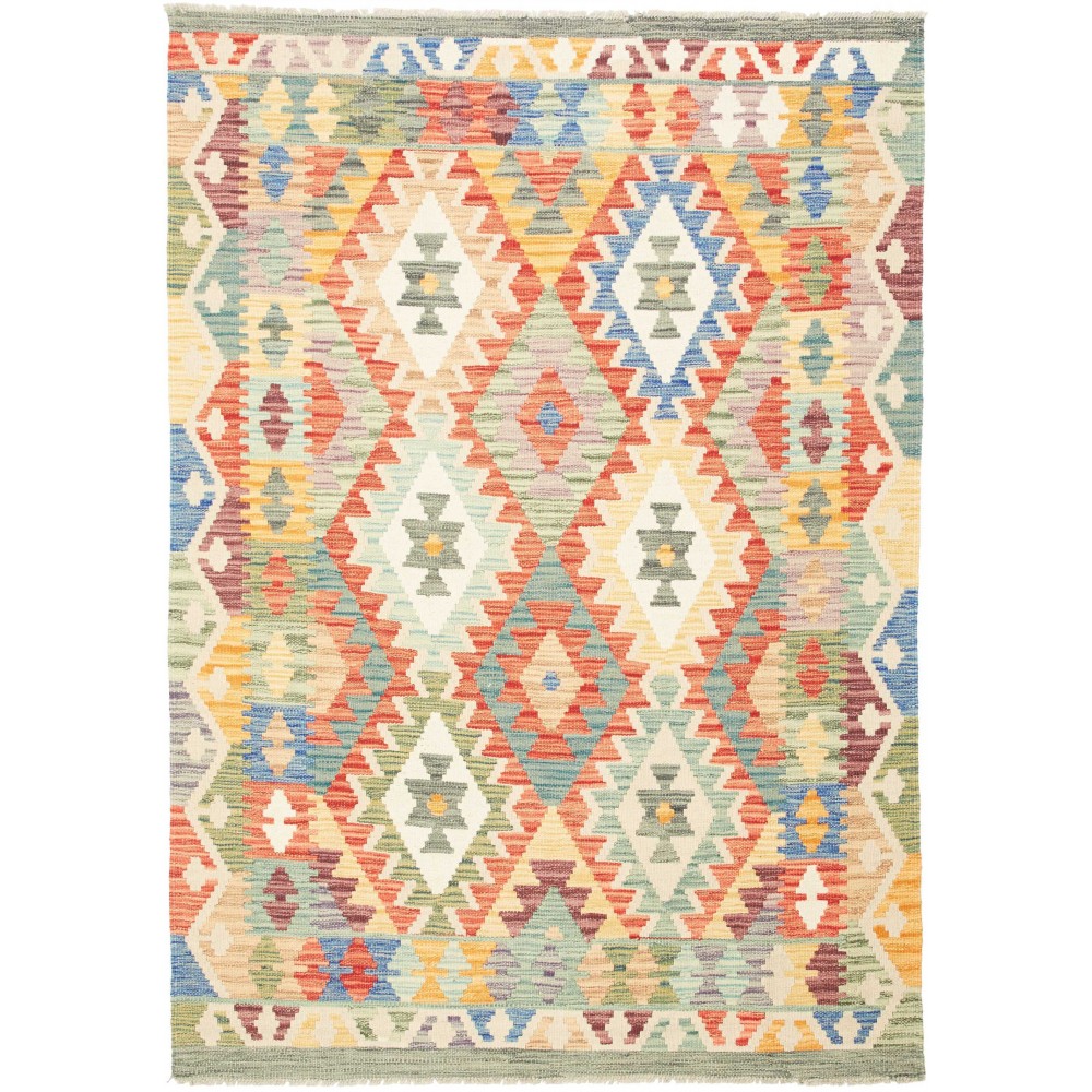 Tappeto Kilim Afghanistan giallo marrone 126x181 Tappeto Kilim Afghanistan giallo marrone 126x181
