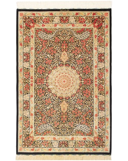 Tappeto Ghom seta Persia marrone 95x151