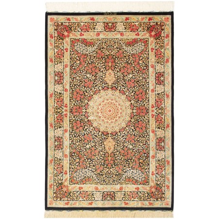 Tappeto Ghom seta Persia marrone 95x151