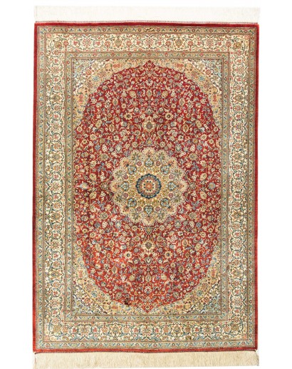 Tappeto Ghom seta Persia marrone 103x144