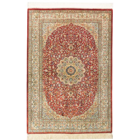 Tappeto Ghom seta Persia marrone 103x144