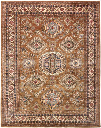 Tappeto Kazak Fine Pakistan marrone giallo 244x312