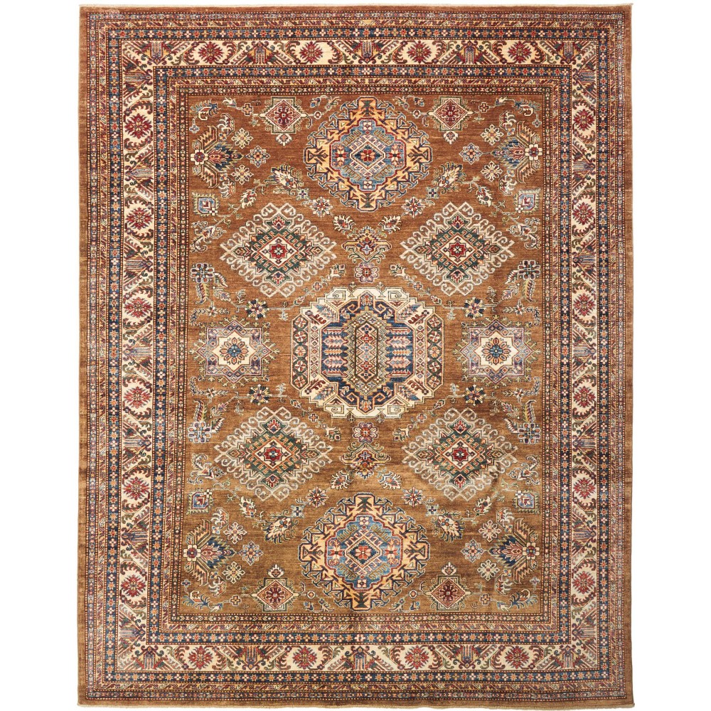 Tappeto Kazak Fine Pakistan marrone giallo 244x312 Tappeto Kazak Fine Pakistan marrone giallo 244x312