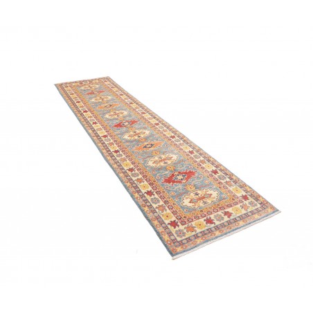 Tappeto Kazak Afghanistan beige azzurro 81x302