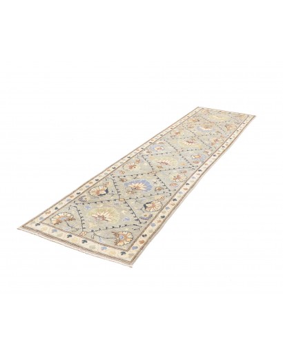 Tappeto Kazak Afghanistan bianco azzurro 77x302