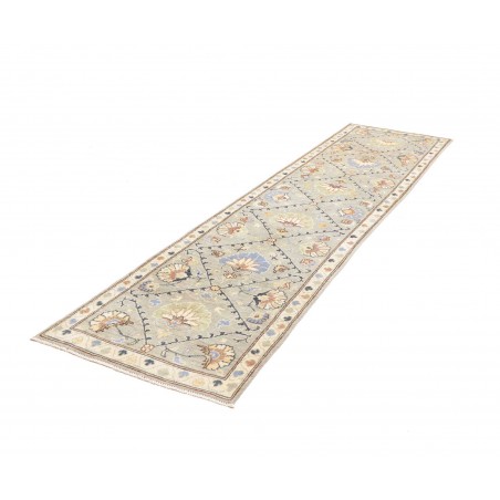 Tappeto Kazak Afghanistan bianco azzurro 77x302