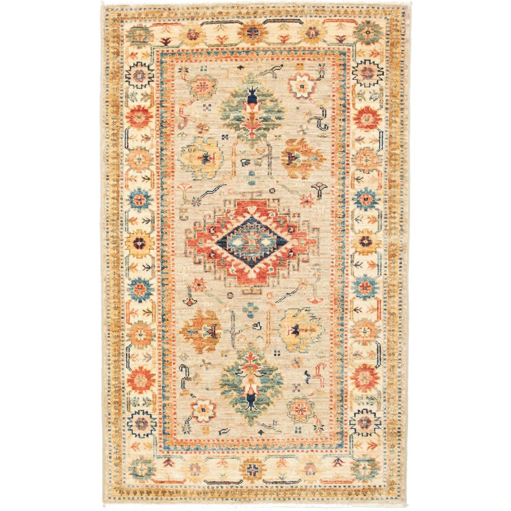 Tappeto Kazak Fine Pakistan marrone azzurro 79x129 Tappeto Kazak Fine Pakistan marrone azzurro 79x129