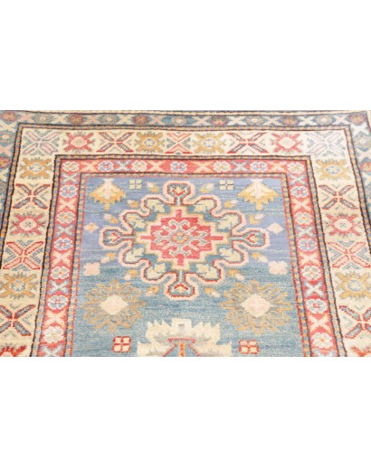 Tappeto Kazak Afghanistan bianco azzurro 82x200