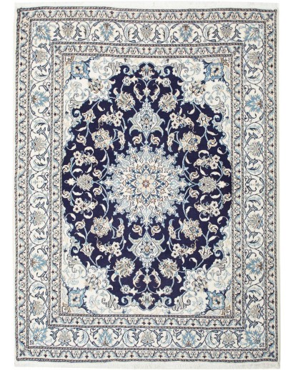 Tappeto Nain Kashmar Persia bianco grigio 145x198
