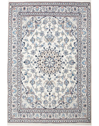 Tappeto Nain Kashmar Persia bianco grigio 163x247