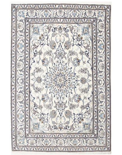 Tappeto Nain Kashmar Persia bianco grigio 147x217