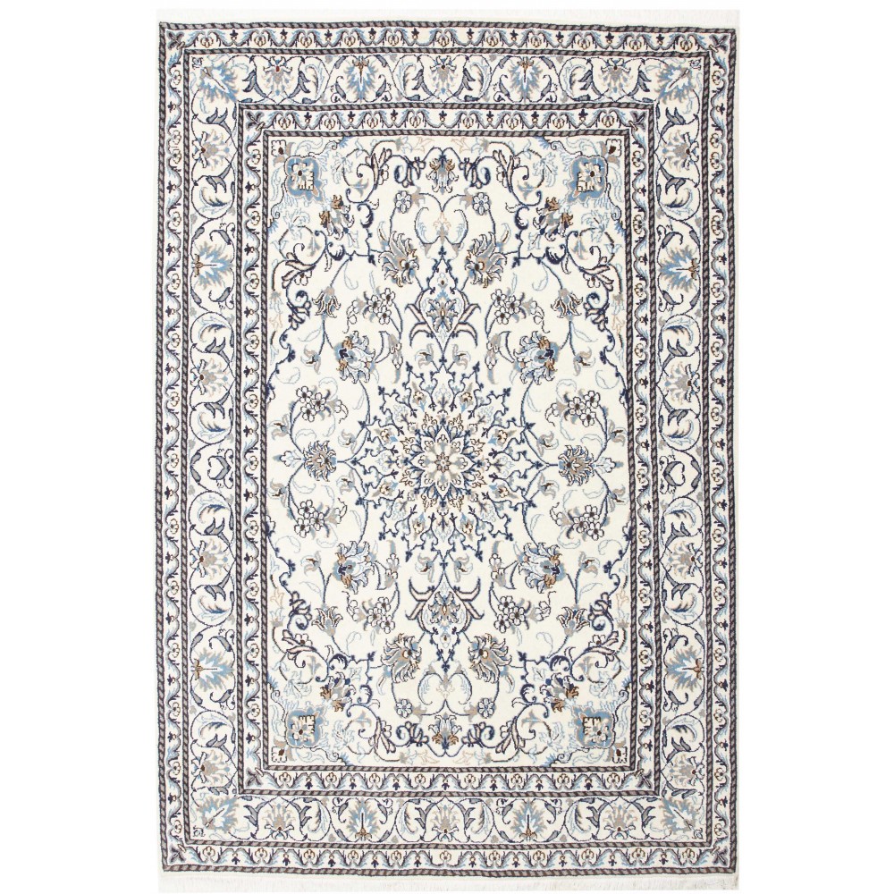 Tappeto Nain Kashmar Persia bianco grigio 147x217 Tappeto Nain Kashmar Persia bianco grigio 147x217