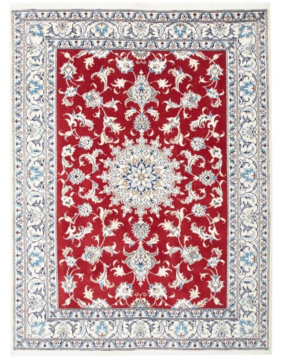 Tappeto Nain Kashmar Persia bianco marrone 153x202