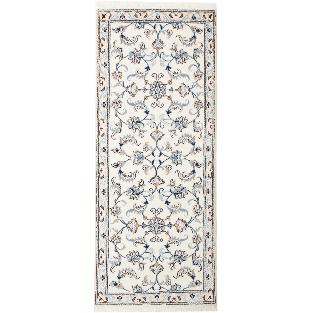 Tappeto Nain Kashmar Persia bianco grigio 80x198 Tappeto Nain Kashmar Persia bianco grigio 80x198