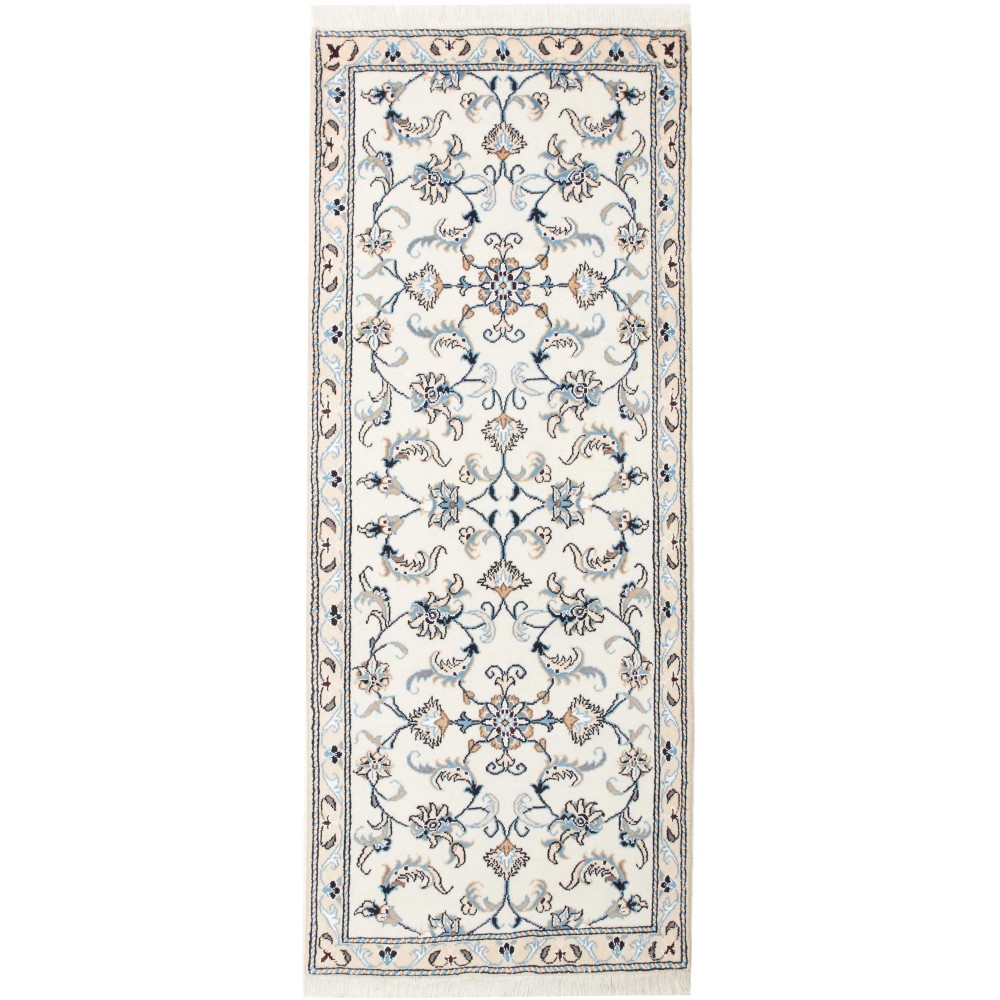 Tappeto Nain Kashmar Persia bianco grigio 80x200 Tappeto Nain Kashmar Persia bianco grigio 80x200