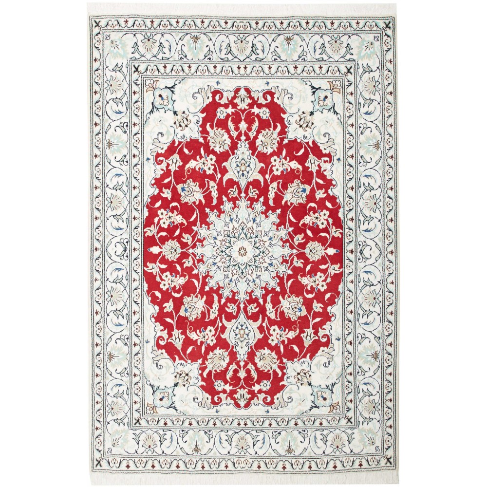 Tappeto Nain Kashmar Persia bianco marrone 145x220 Tappeto Nain Kashmar Persia bianco marrone 145x220