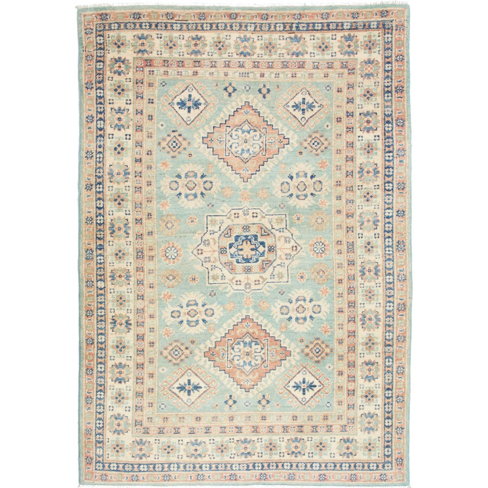 Tappeto Kazak Afghanistan beige azzurro 121x176