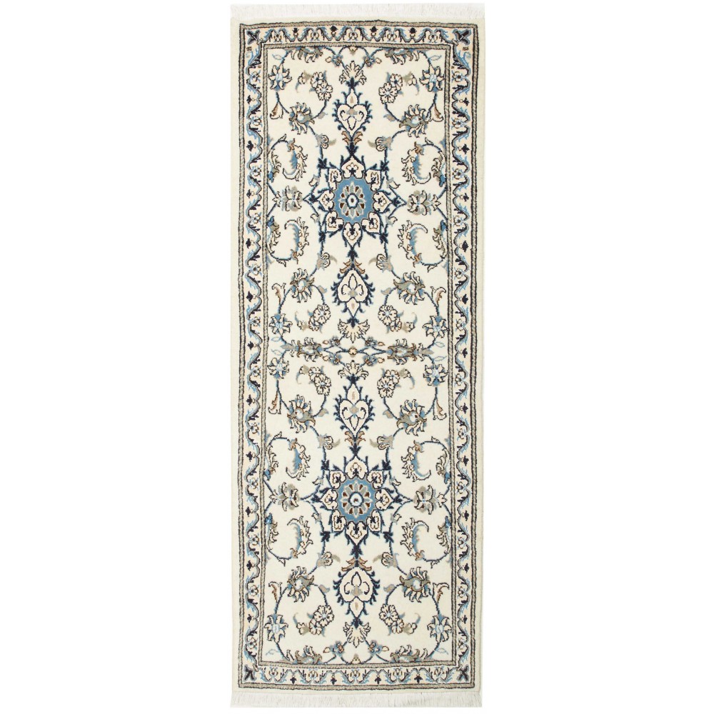 Tappeto Nain Kashmar Persia bianco grigio 78x210 Tappeto Nain Kashmar Persia bianco grigio 78x210