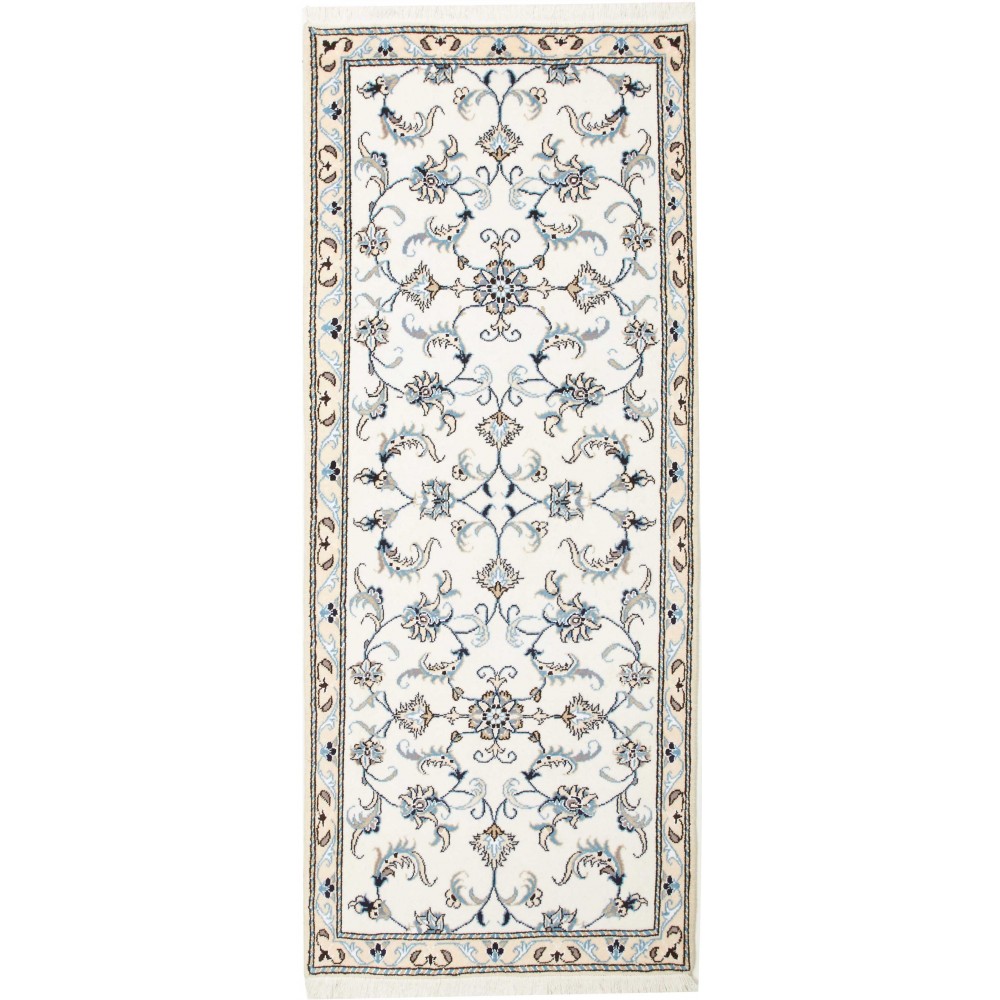 Tappeto Nain Kashmar Persia bianco grigio 80x204 Tappeto Nain Kashmar Persia bianco grigio 80x204