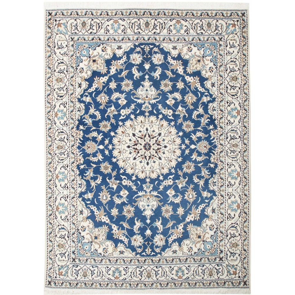 Tappeto Nain Kashmar Persia bianco blu 165x230 Tappeto Nain Kashmar Persia bianco blu 165x230
