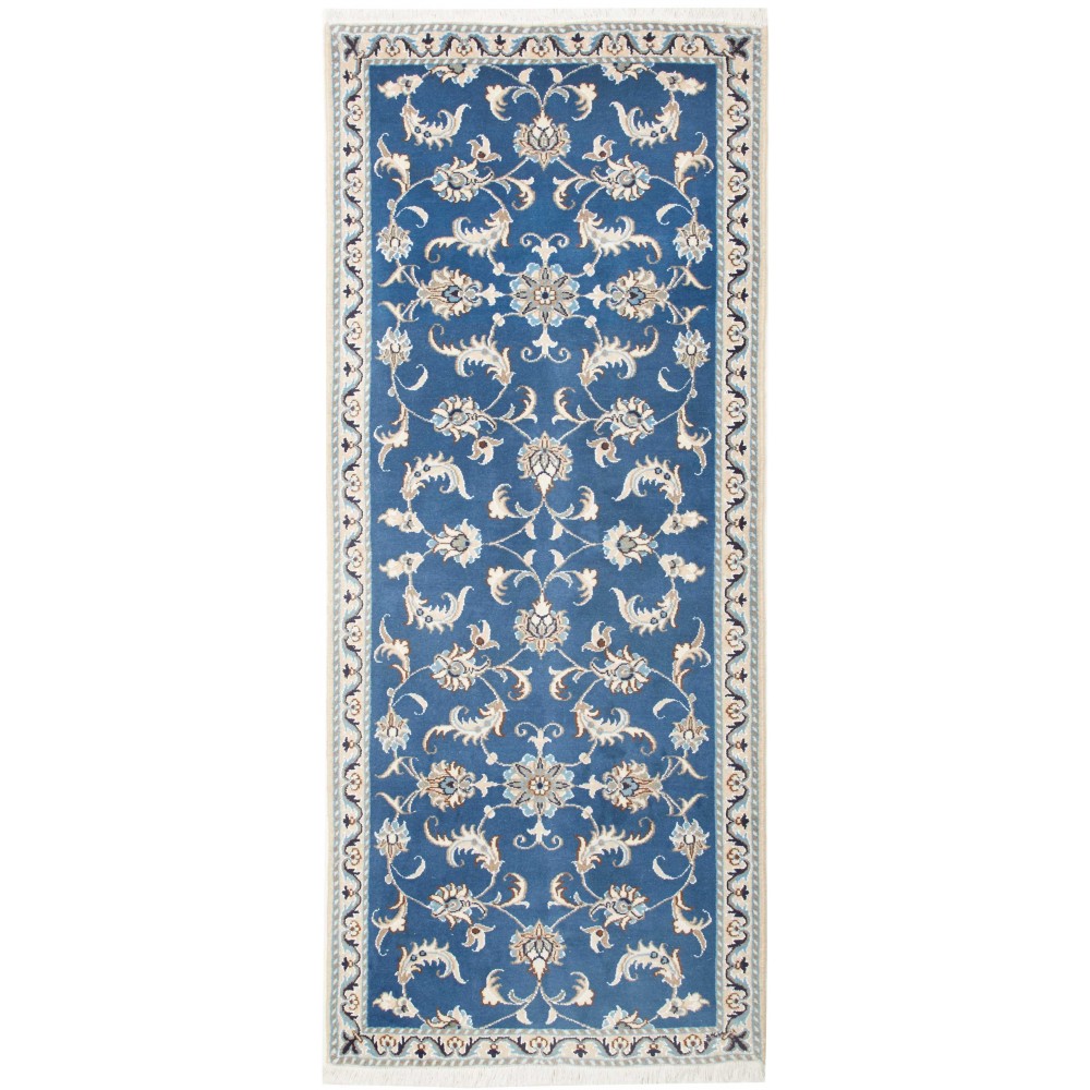 Tappeto Nain Kashmar Persia bianco blu 83x205 Tappeto Nain Kashmar Persia bianco blu 83x205