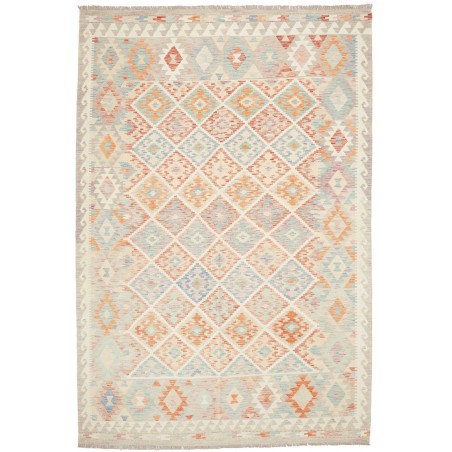 Tappeto Kilim Afghanistan bianco rosso 201x295
