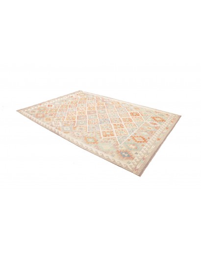 Tappeto Kilim Afghanistan bianco rosso 201x295