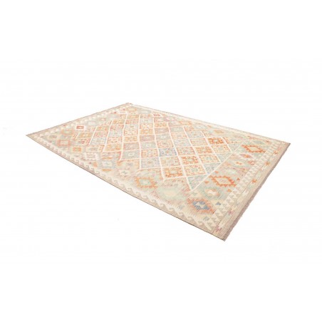 Tappeto Kilim Afghanistan bianco rosso 201x295