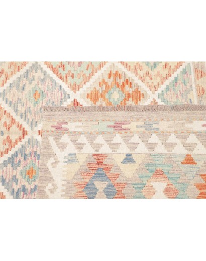 Tappeto Kilim Afghanistan bianco rosso 201x295