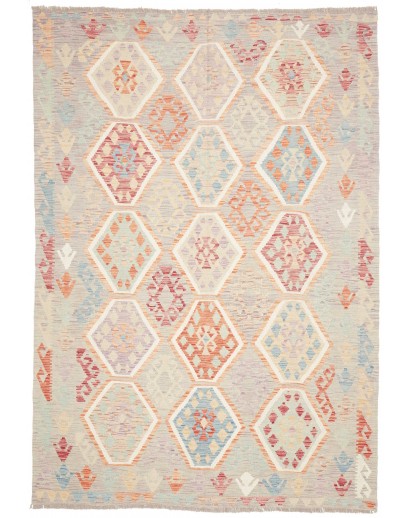 Tappeto Kilim Afghanistan bianco rosso 169x242