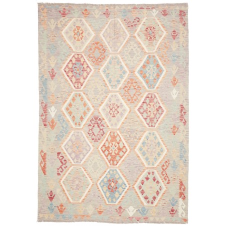 Tappeto Kilim Afghanistan bianco rosso 169x242