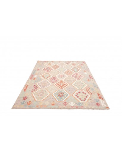Tappeto Kilim Afghanistan bianco rosso 169x242
