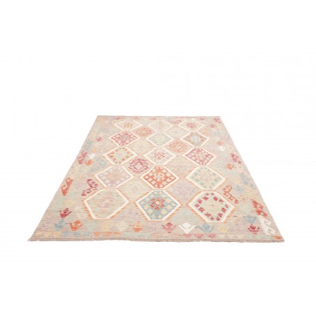 Tappeto Kilim Afghanistan bianco rosso 169x242
