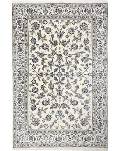 Tappeto Nain Kashmar Persia bianco grigio 203x307