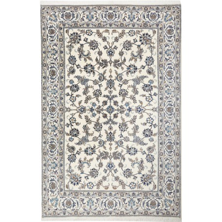 Tappeto Nain Kashmar Persia bianco grigio 203x307