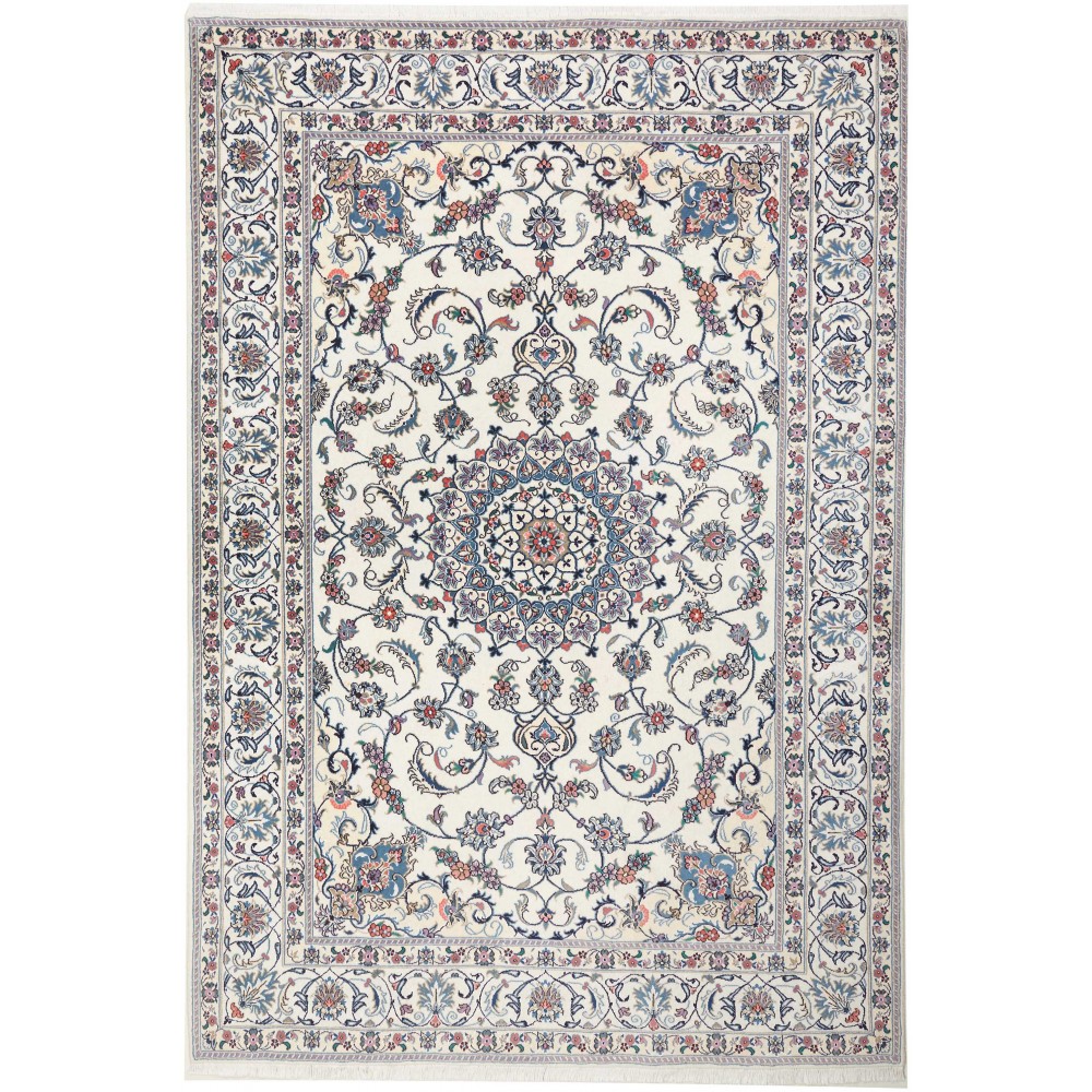 Tappeto Nain Kashmar Persia bianco grigio 200x300 Tappeto Nain Kashmar Persia bianco grigio 200x300