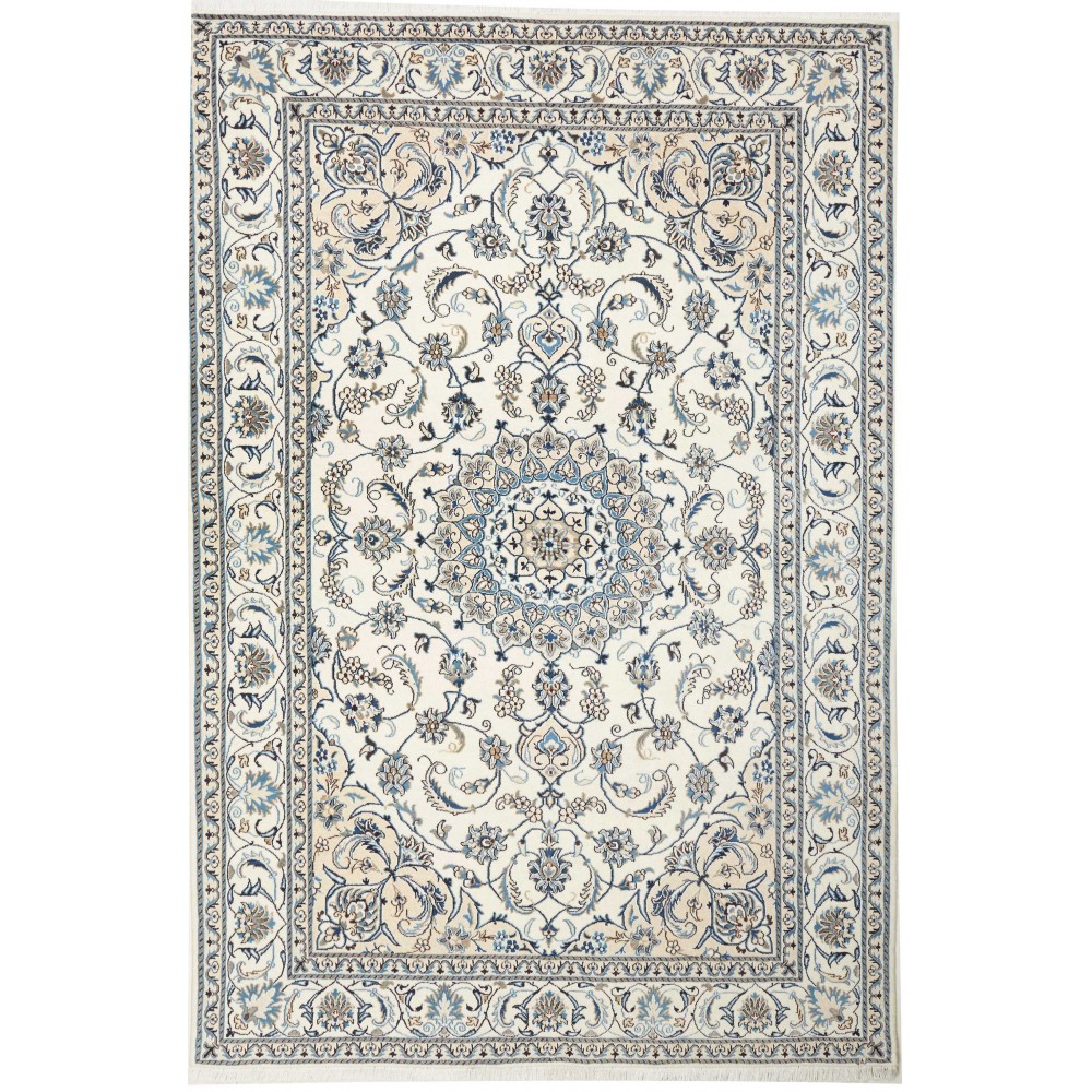 Tappeto Nain Kashmar Persia bianco grigio 205x305 Tappeto Nain Kashmar Persia bianco grigio 205x305