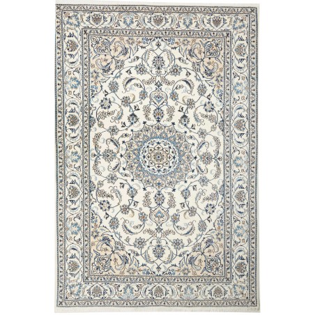 Tappeto Nain Kashmar Persia bianco grigio 205x305