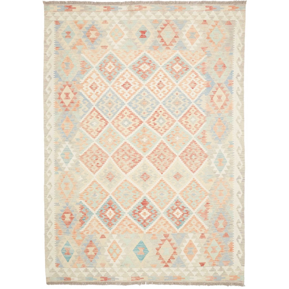 Tappeto Kilim Afghanistan bianco marrone 178x250