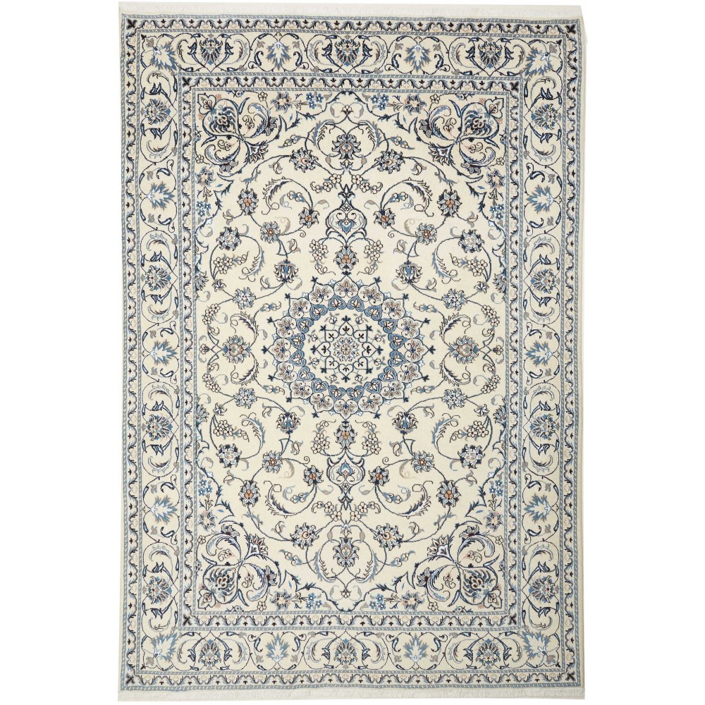 Tappeto Nain Kashmar Persia bianco grigio 200x300 Tappeto Nain Kashmar Persia bianco grigio 200x300