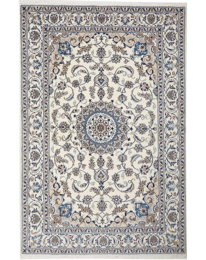 Tappeto Nain Kashmar Persia bianco grigio 195x300